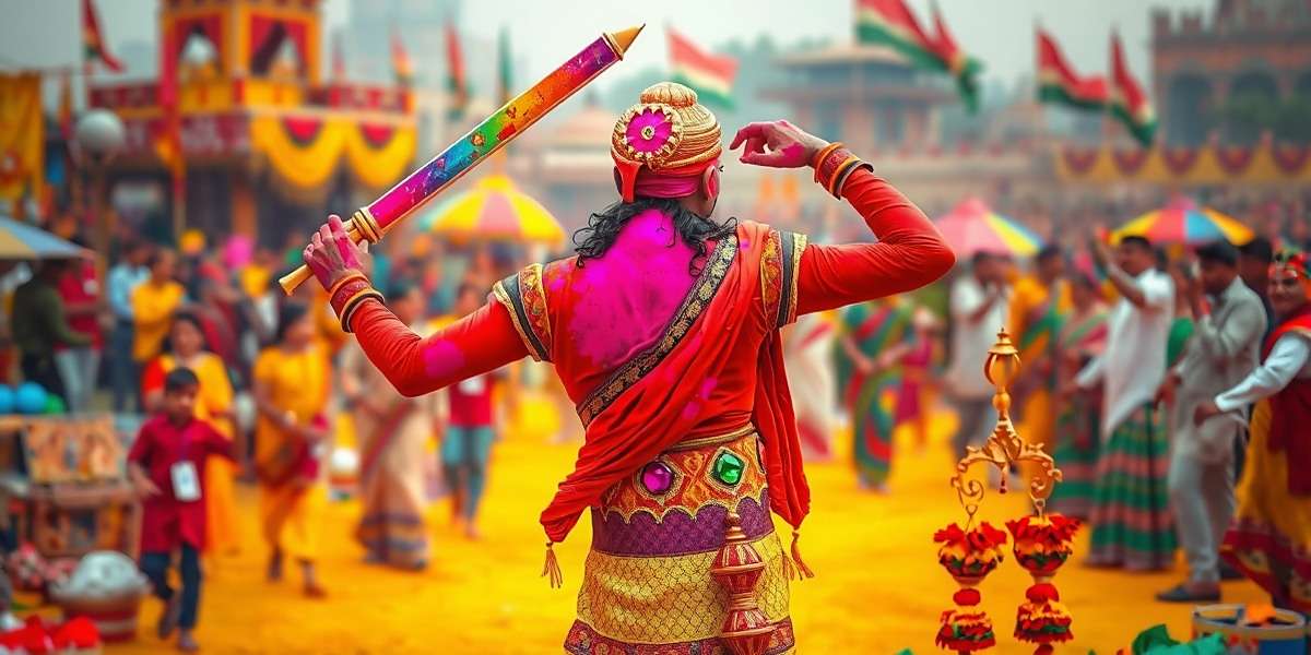Mace Warrior King Holi celebration event showing colorful battlefield and special festive items
